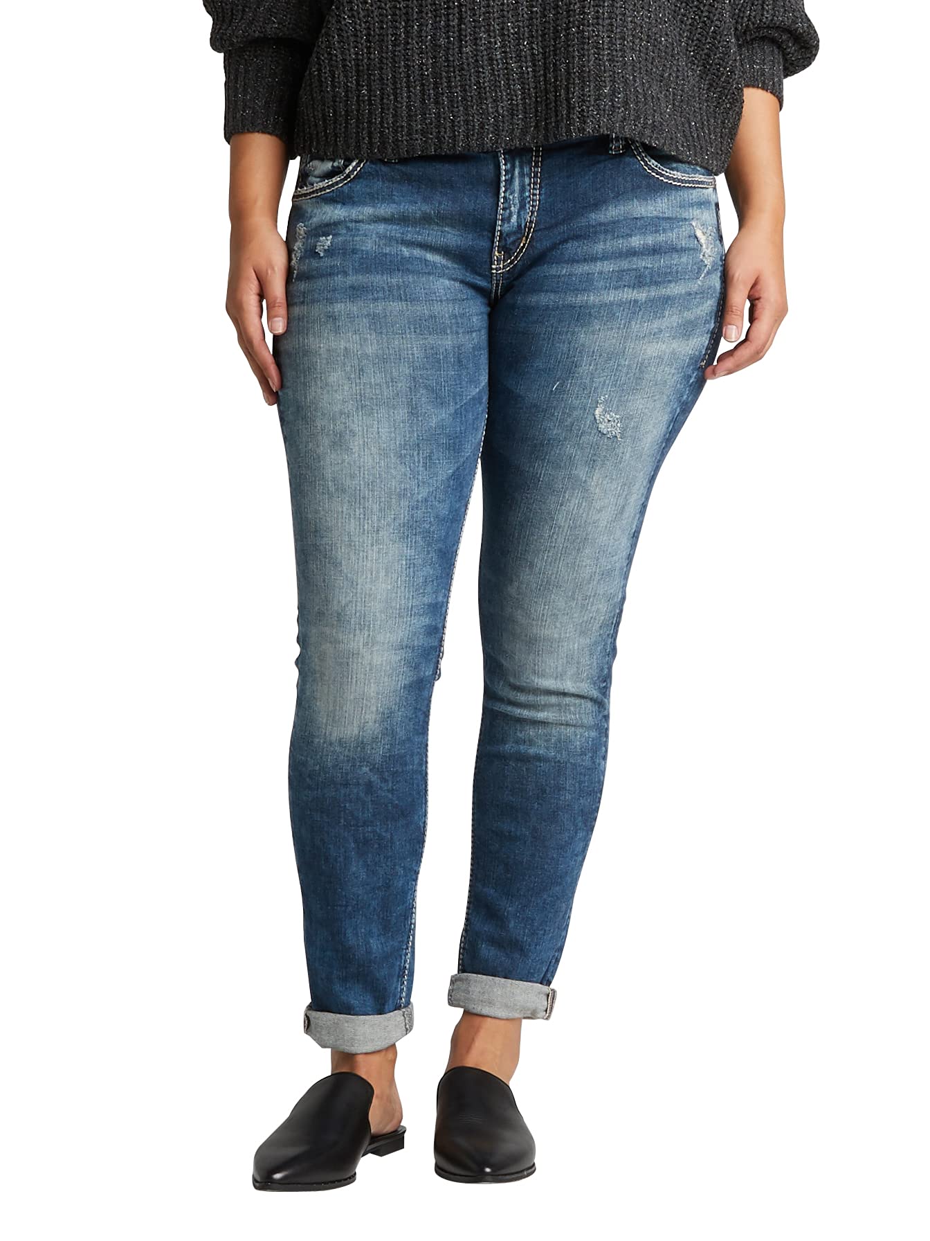 Silver Jeans Co.Women's Plus Size Kenni Mid Rise Skinny Leg Girlfriend Jean Jeans (pack of 1)