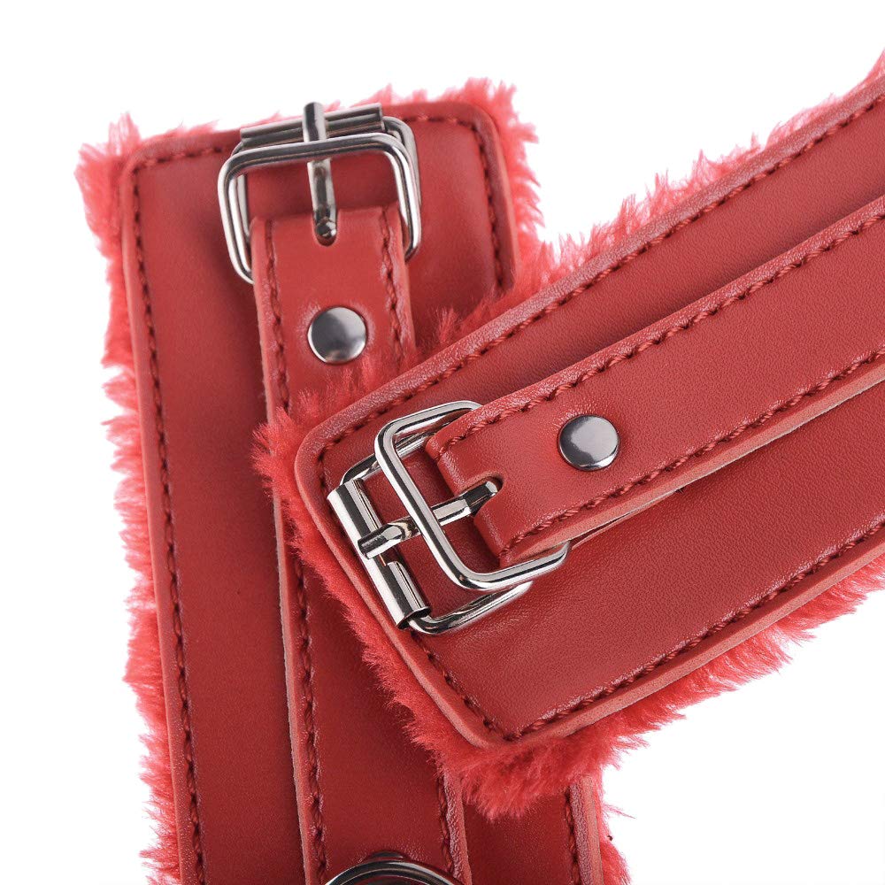 BONDAGERIE® Manette rosse per coppia con peluche, 100% materiale sicuro