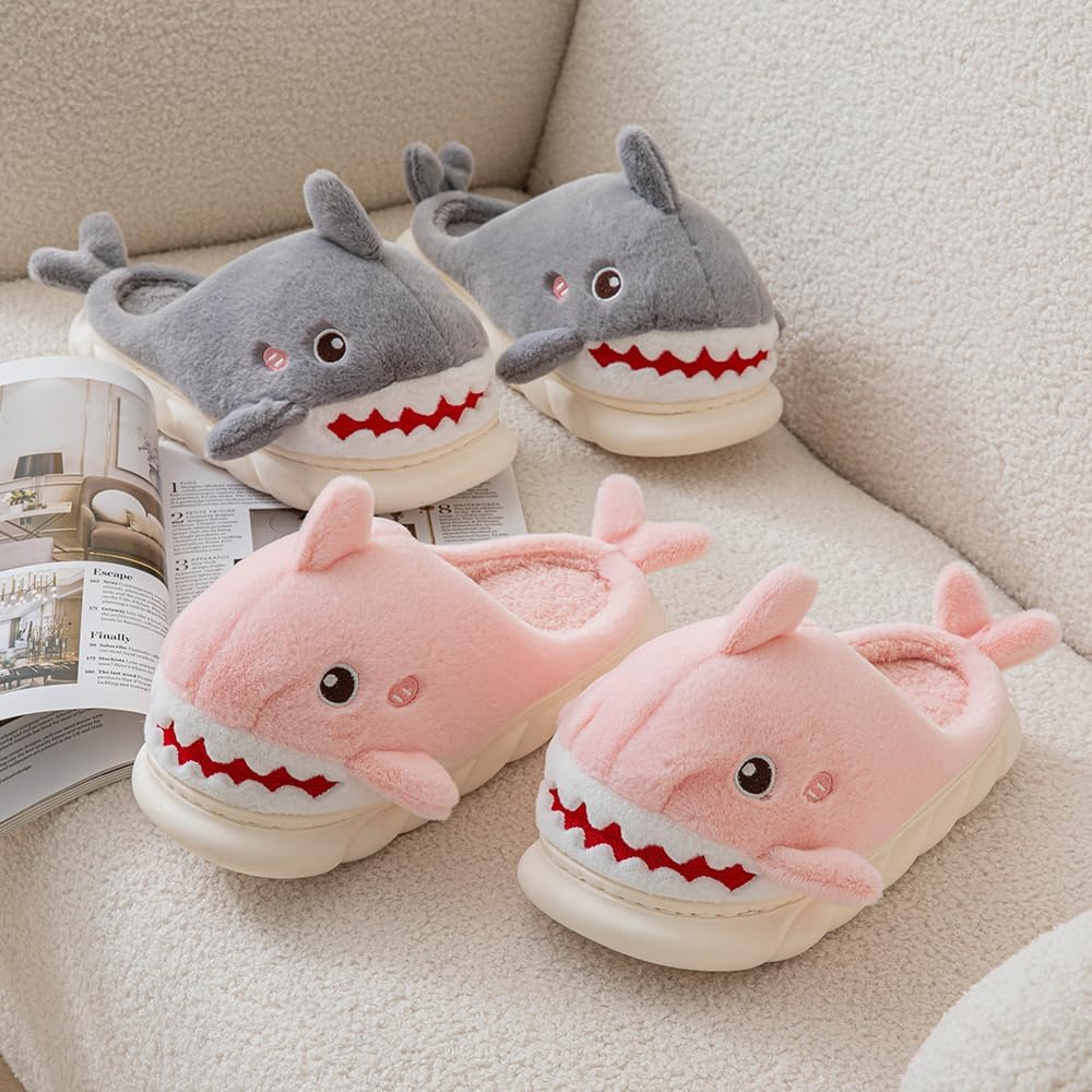 YILANLAN Women Men Slippes Cute Animal Shark Slippers Adult Cozy Plush Warm Winter House Slippers - Image 5