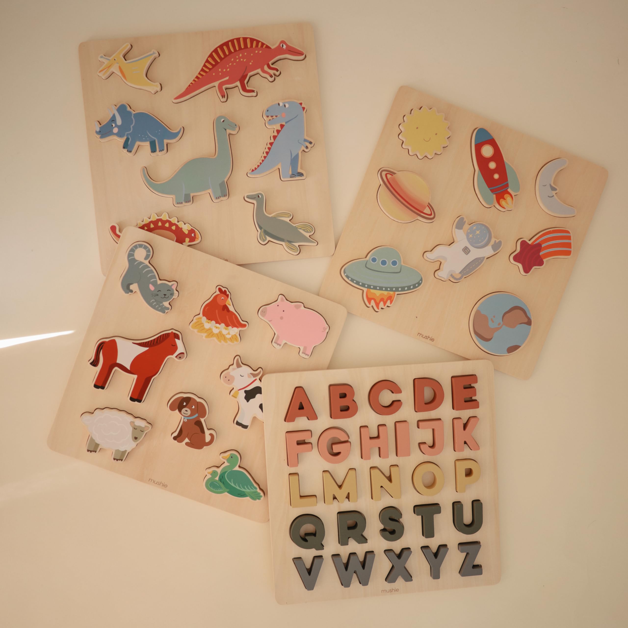 mushie Wooden Space Puzzle | for Kids 3 Years+ | Preschool Educational & Toddler Montessori Toys (6 pcs) - Image 4