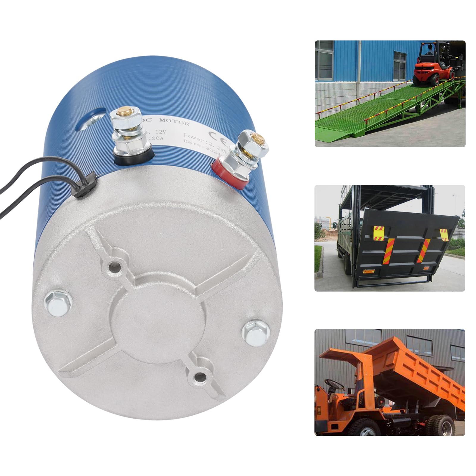 Silnik 2,2 kW DC12 o wysokiej wydajności, 2350 obr./min, moment obrotowy 6 Nm, 20 A, do modyfikacji samochodu, wózków widłowych, agregatów hydraulicznych (12 V)
