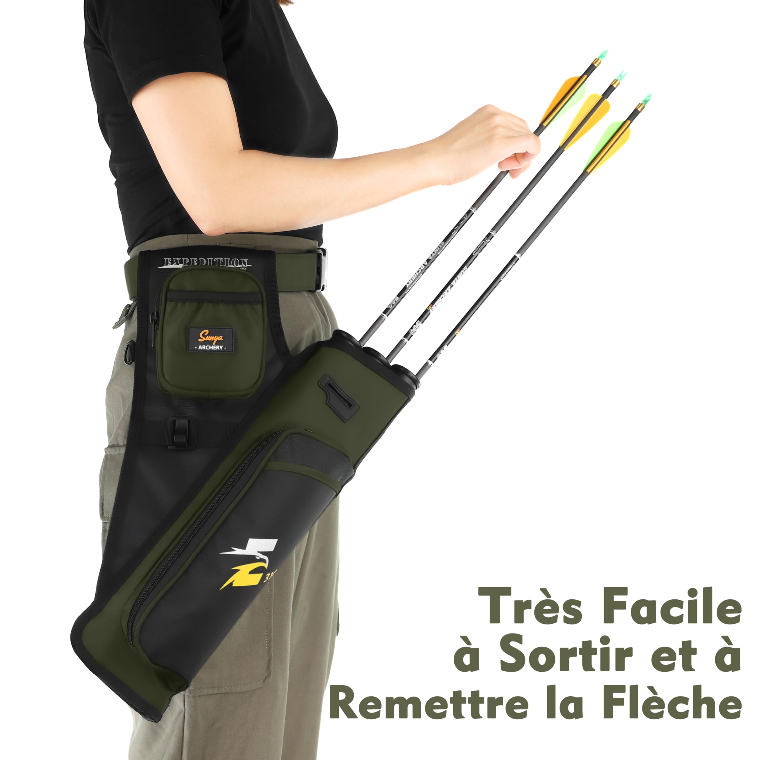Sunya Carquois de flèche de tir à l'arc. Comprend des Poches pour Languette et libération et Une Ceinture en Nylon réglable. Convient pour la Pratique de l'arc à poulies et de l'arc Classique - 5