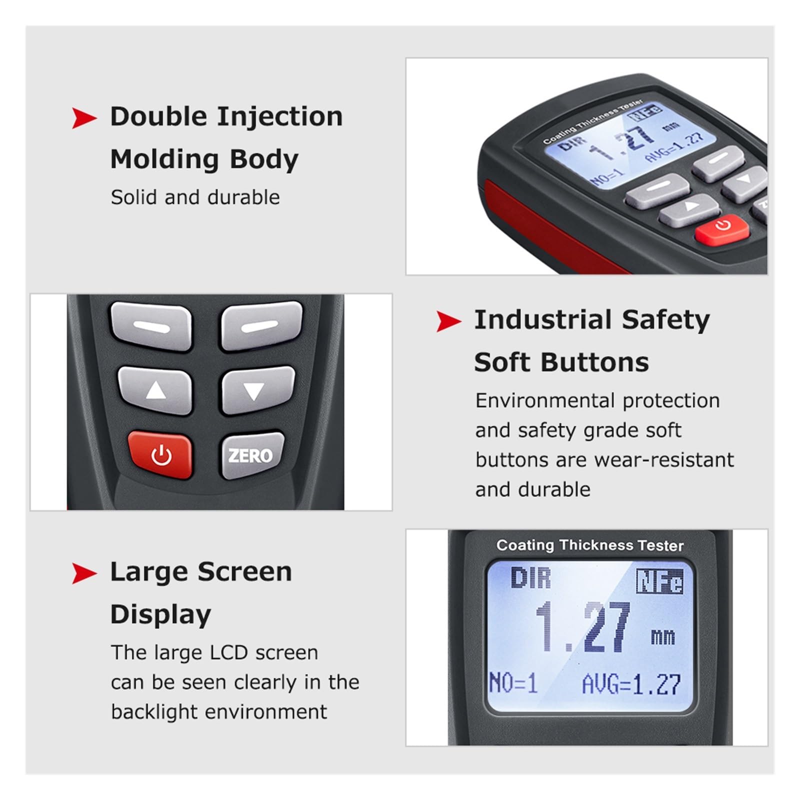 Miernik gęstości DT-156 LCD Tester grubości powłoki Fe/NFe miernik grubości lakieru miernik głębokości lakieru samochodowego Tester 0~1800μm Dokładność i użyteczność