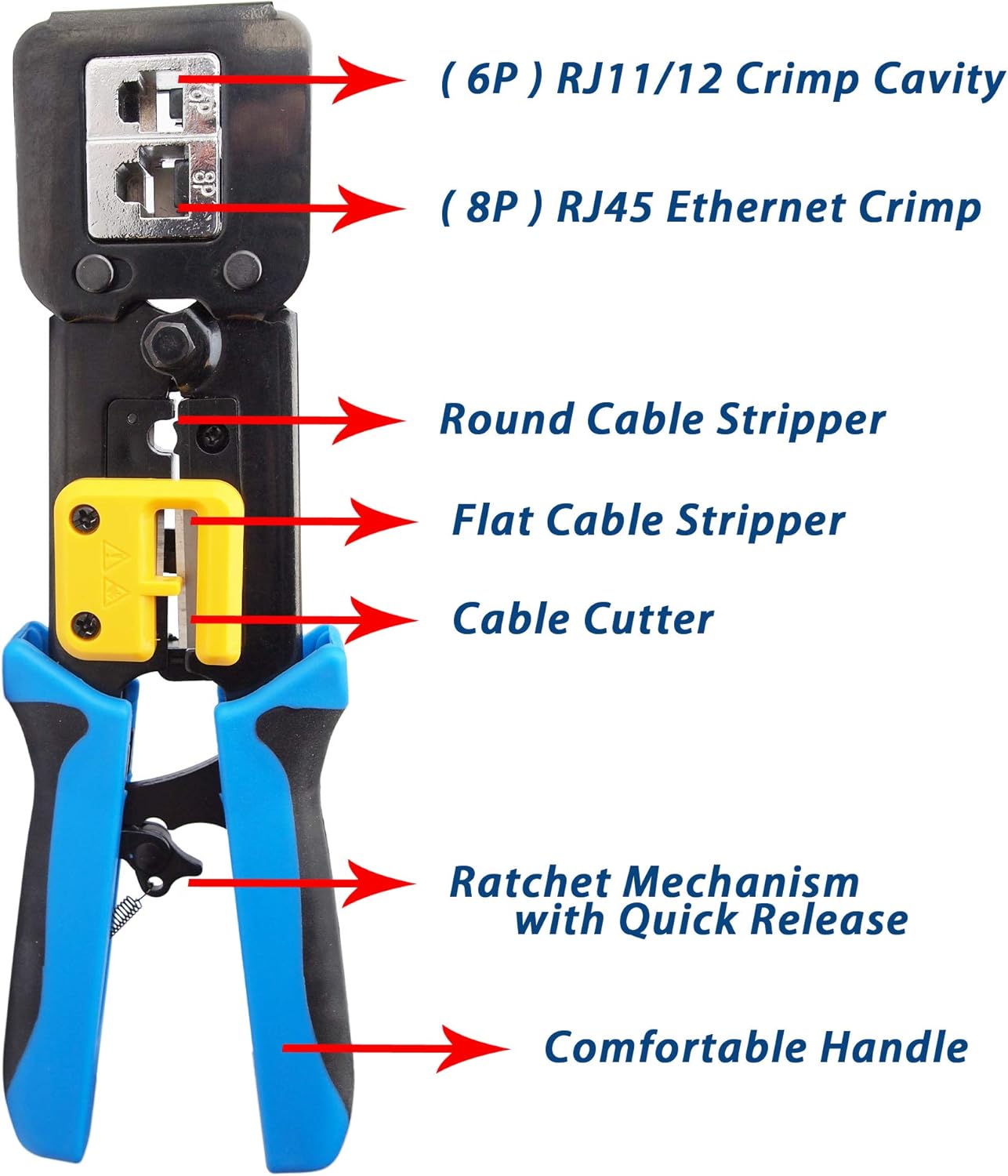 Evertech Network Cable Crimping Tool RJ45 Connector Network Wire Crimper