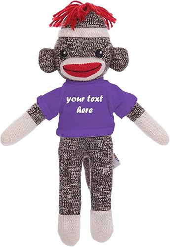 Miniatura 5 de Plushland Lindo mono marrón de 8 pulgadas, regalo personalizado de animal de peluche, texto personalizado en la camisa, gran regalo para el día de