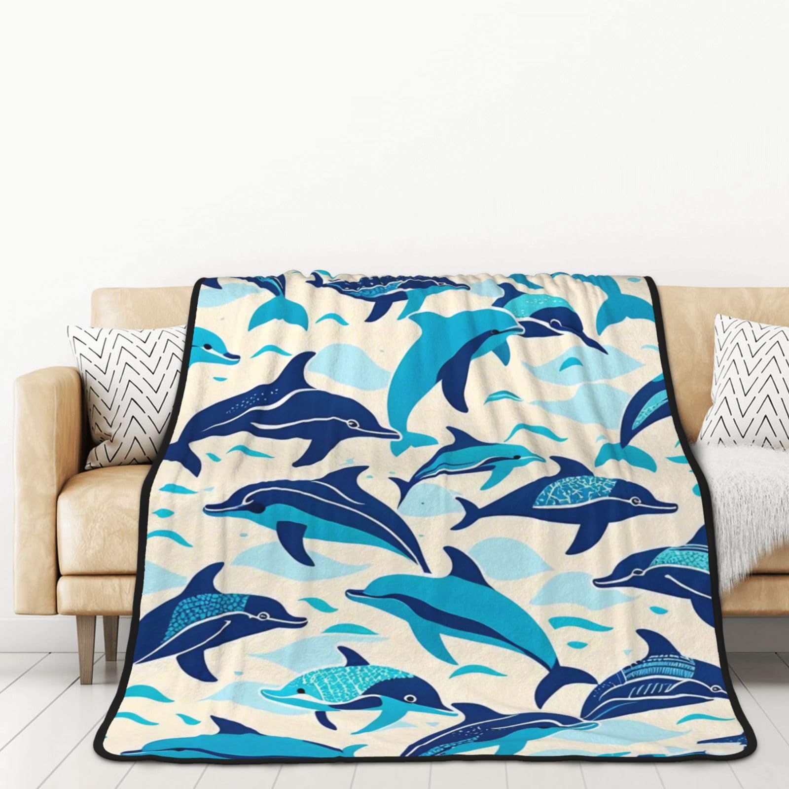 Couverture lestée en flanelle double couche Serene Dolphin pour adulte 150x200cm