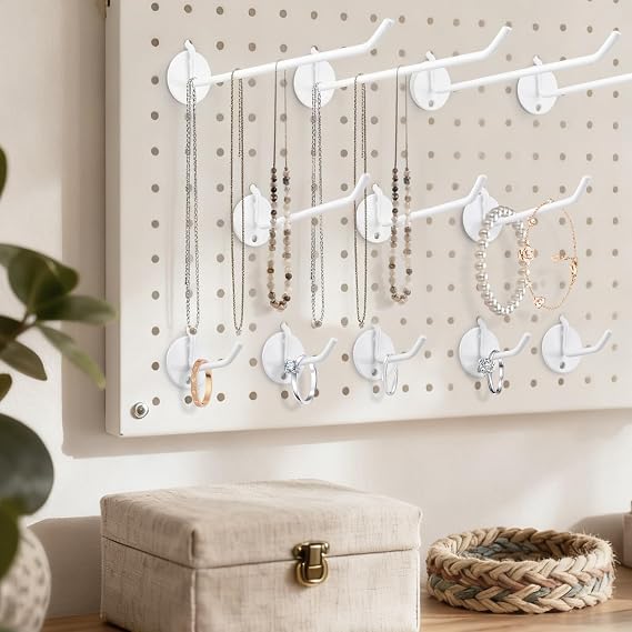 20 Pack Pegboard Hooks, Metal Steel Peg Board Hooks with a Disk-Shaped Base for Hanging Tools, Stationer, Market,(5, 10cm) 10 of Each