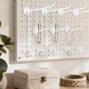 20 Pack Pegboard Hooks, Metal Steel Peg Board Hooks with a Disk-Shaped Base for Hanging Tools, Stationer, Market,(5, 10cm) 10 of Each