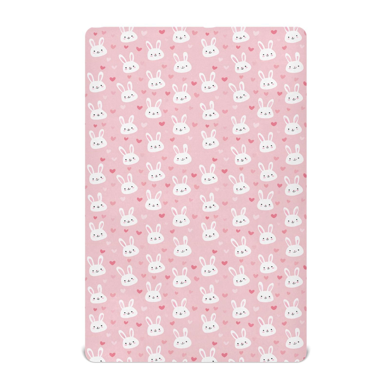 Crib Sheet Breathable Soft Crib Mattress Sheet for Baby Toddler Boys Girls Fitted Crib Sheet Fit Standard Crib Mattress 39 x 27 Inch Pink Bunny Hearts