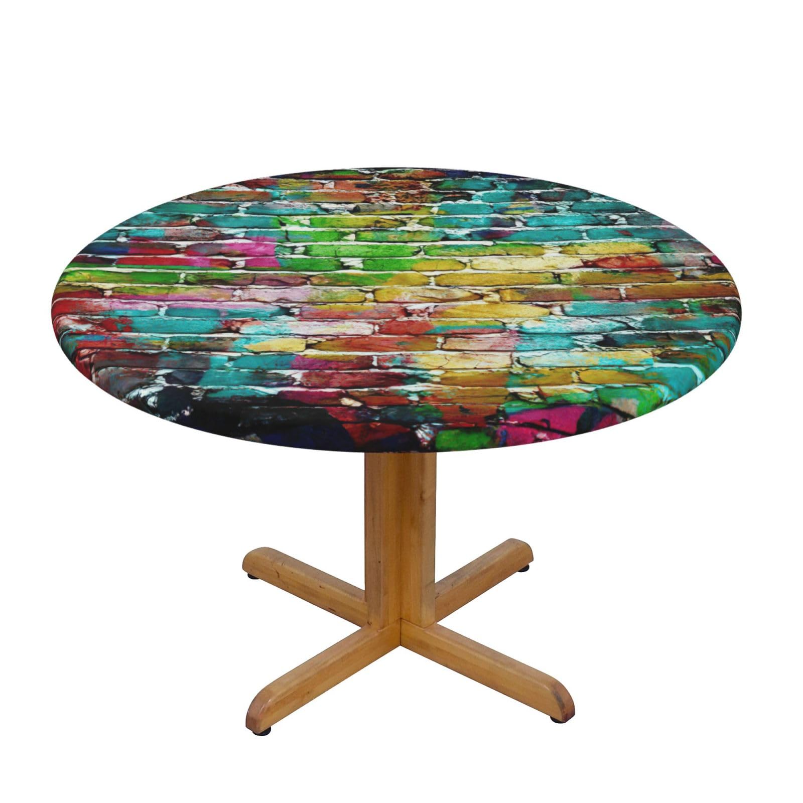 Graffiti Colorful Brick Print Wipe Clean Oval Tablecloth Stain-Resistant Dining Table Accessories Table Protector For Home
