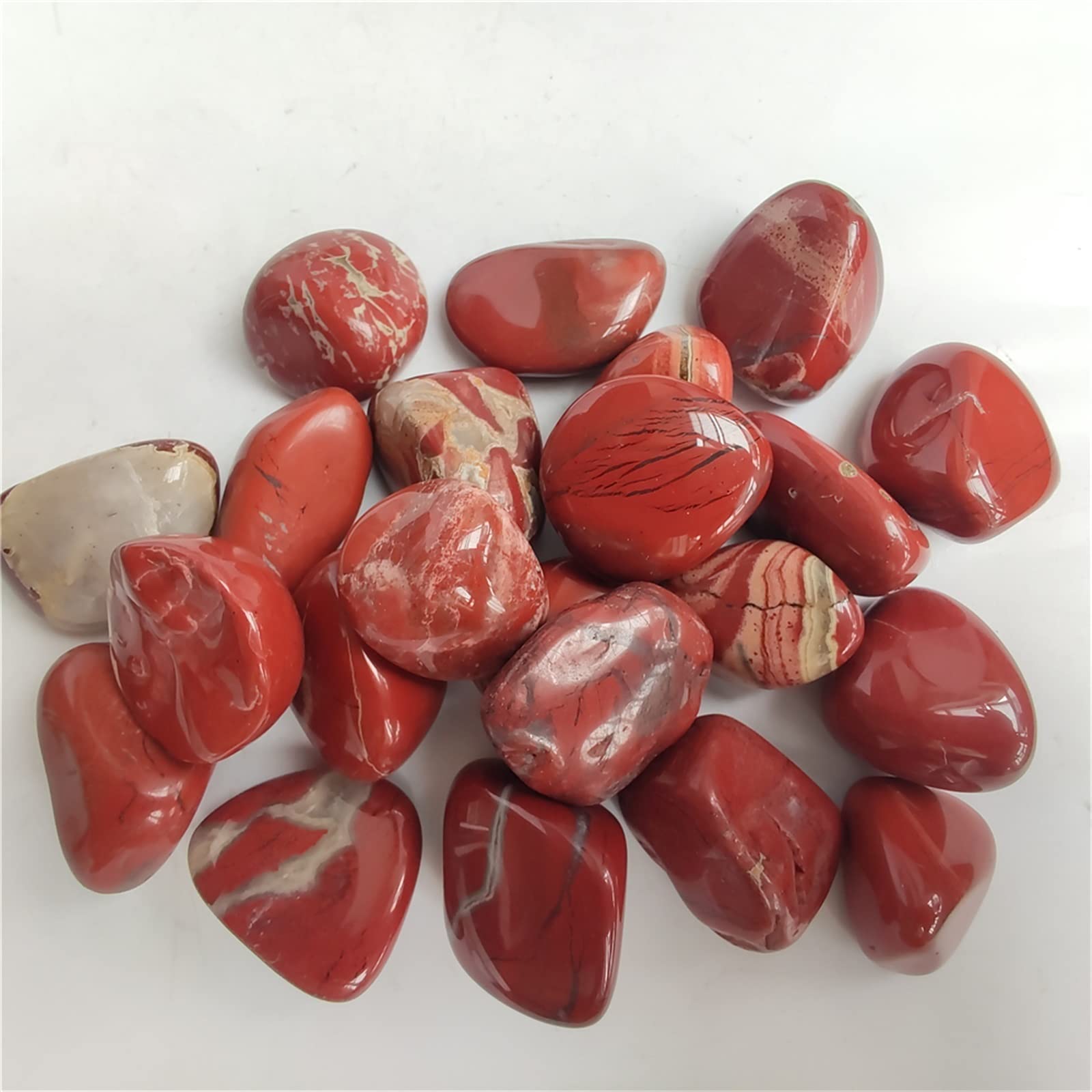 100g 20mm-40mm Diaspro Rosso Tumble Stones Pietra Lucida Pietre preziose di Cristallo Fish Tank Aquarium Decor Home Ornament Stone Decorazioni per la casa