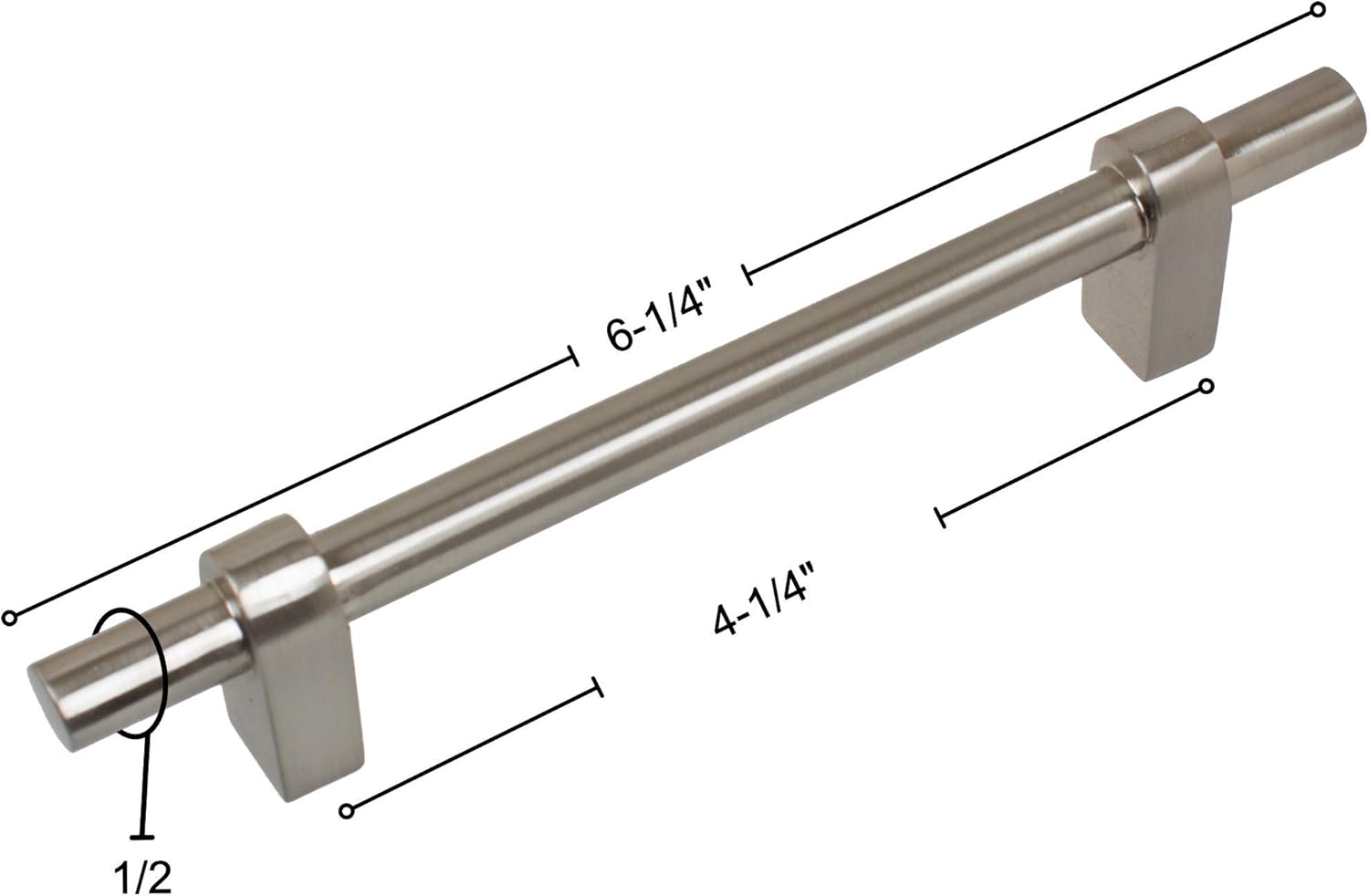 GlideRite Hardware 4148-S-SN-10 4.25 inch CC Solid Euro T Bar Handle Pulls 10 Pack, 4.25", Satin Nickel Finish