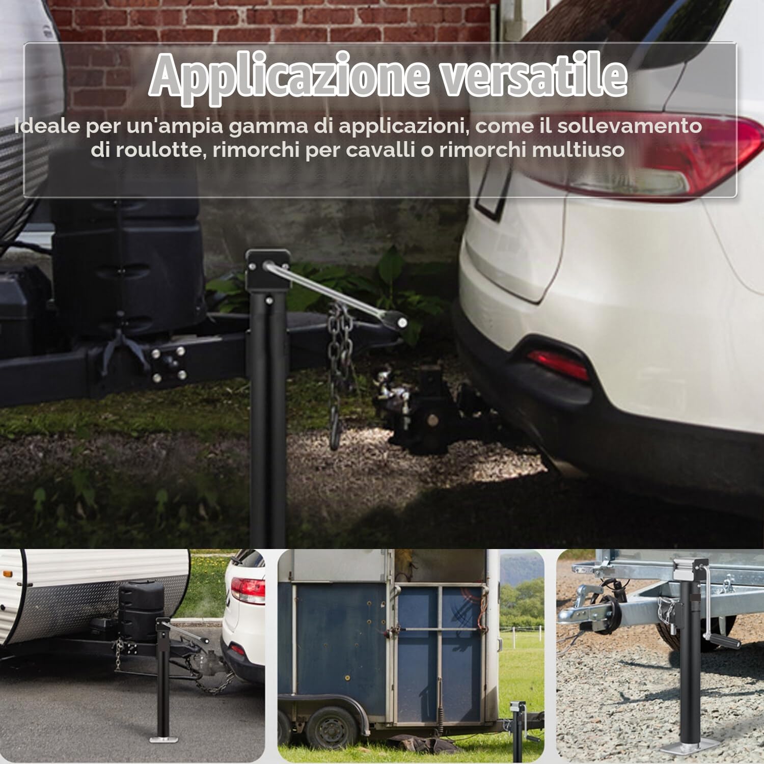 2Pcs Piedini di Sostegno con Manovella 800 kg, Stabilizzatore Jack Telescopico Set di Cavalletti da 2 Pezzi per Roulotte Rimorchio di Parcheggio Altezza Regolabile 360-730mm