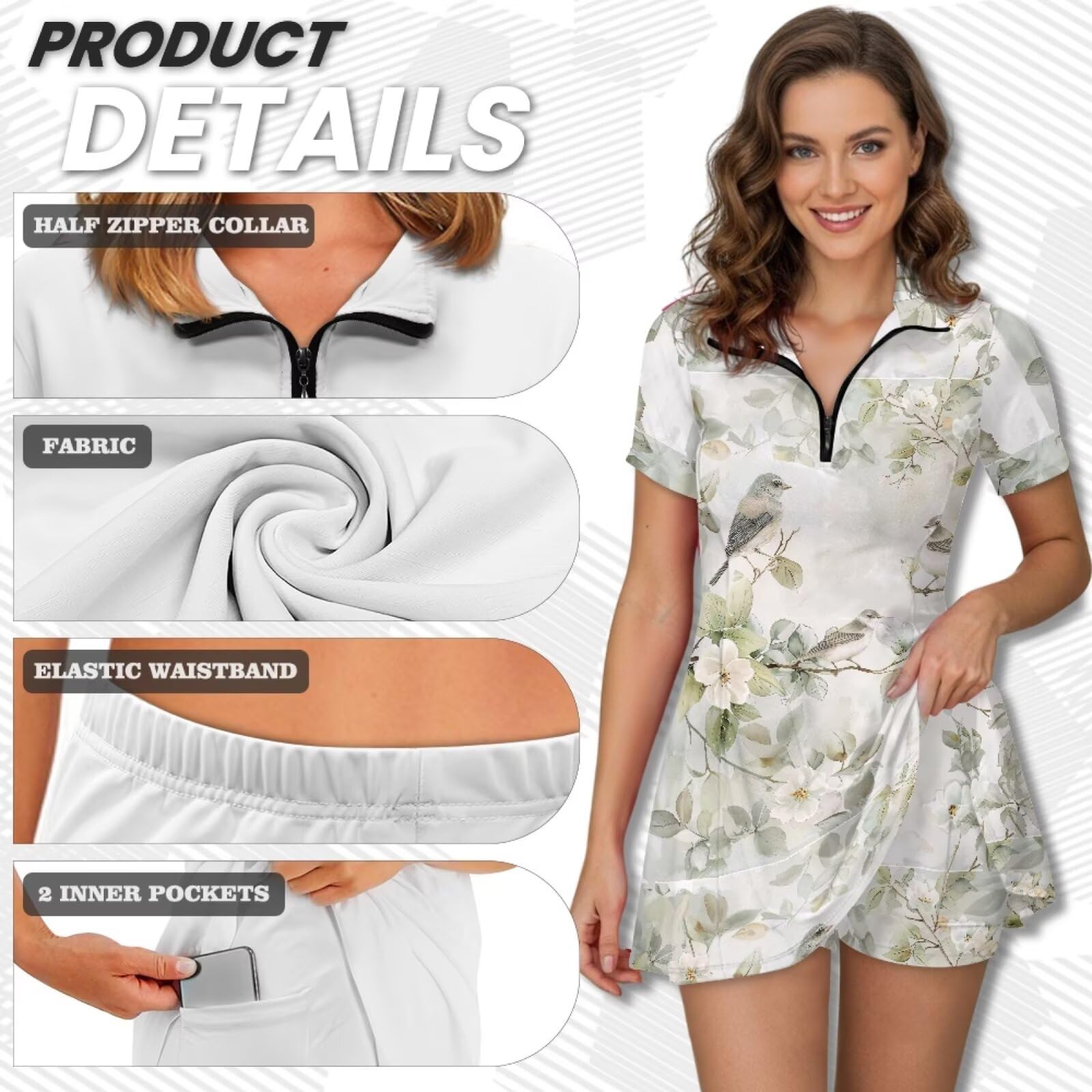 chaqlin Abiti da golf da donna abiti estivi casual a vita alta abito da golf abbigliamento da tennis da donna con pantaloncini XS-2XL