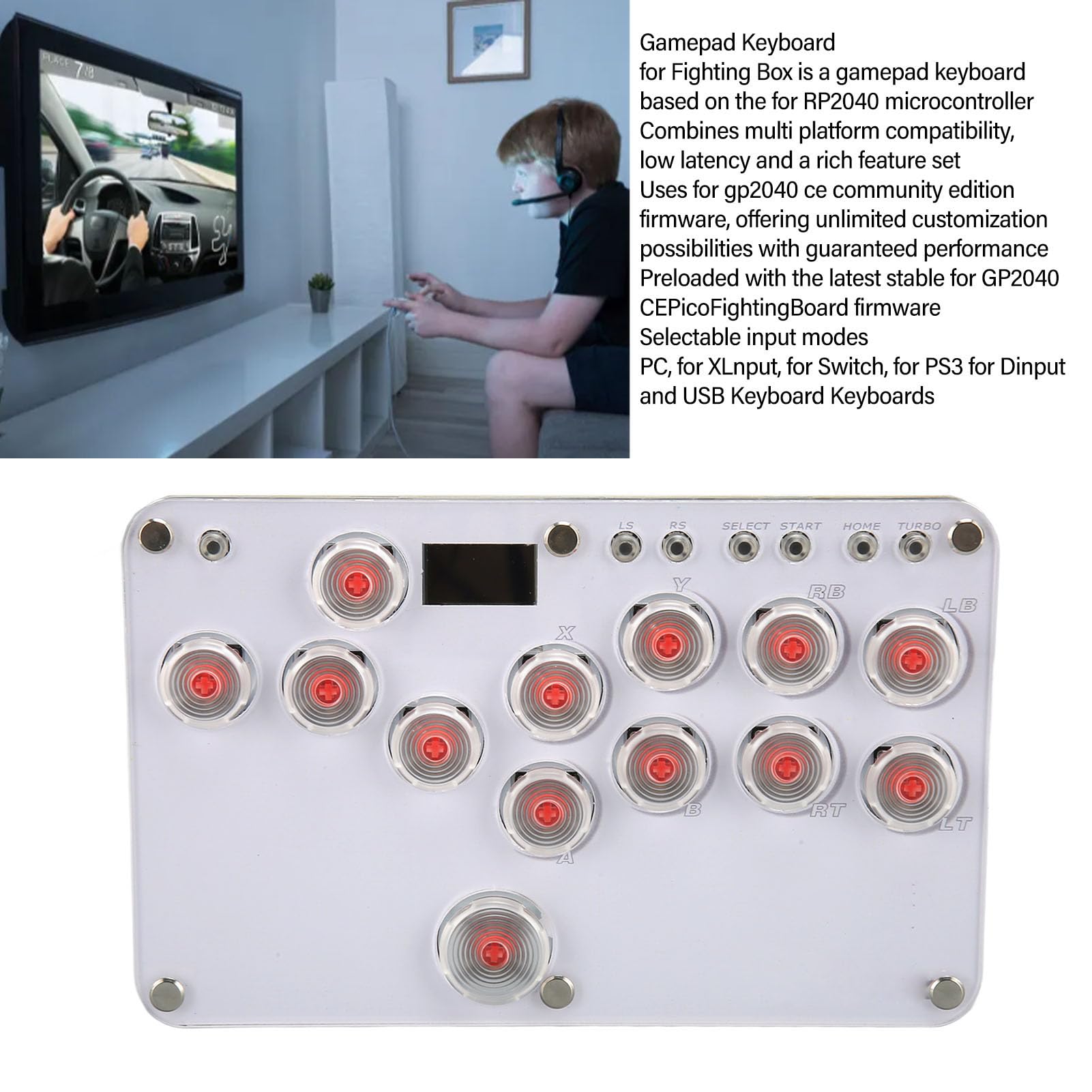 Xiuganpo Regulowane Tryby Czyszczenia Diody LED RGB SOCD Kontroler Drążka Bojowego dla Graczy Komputerowych Joystick Drążka Bojowego do Pudełka