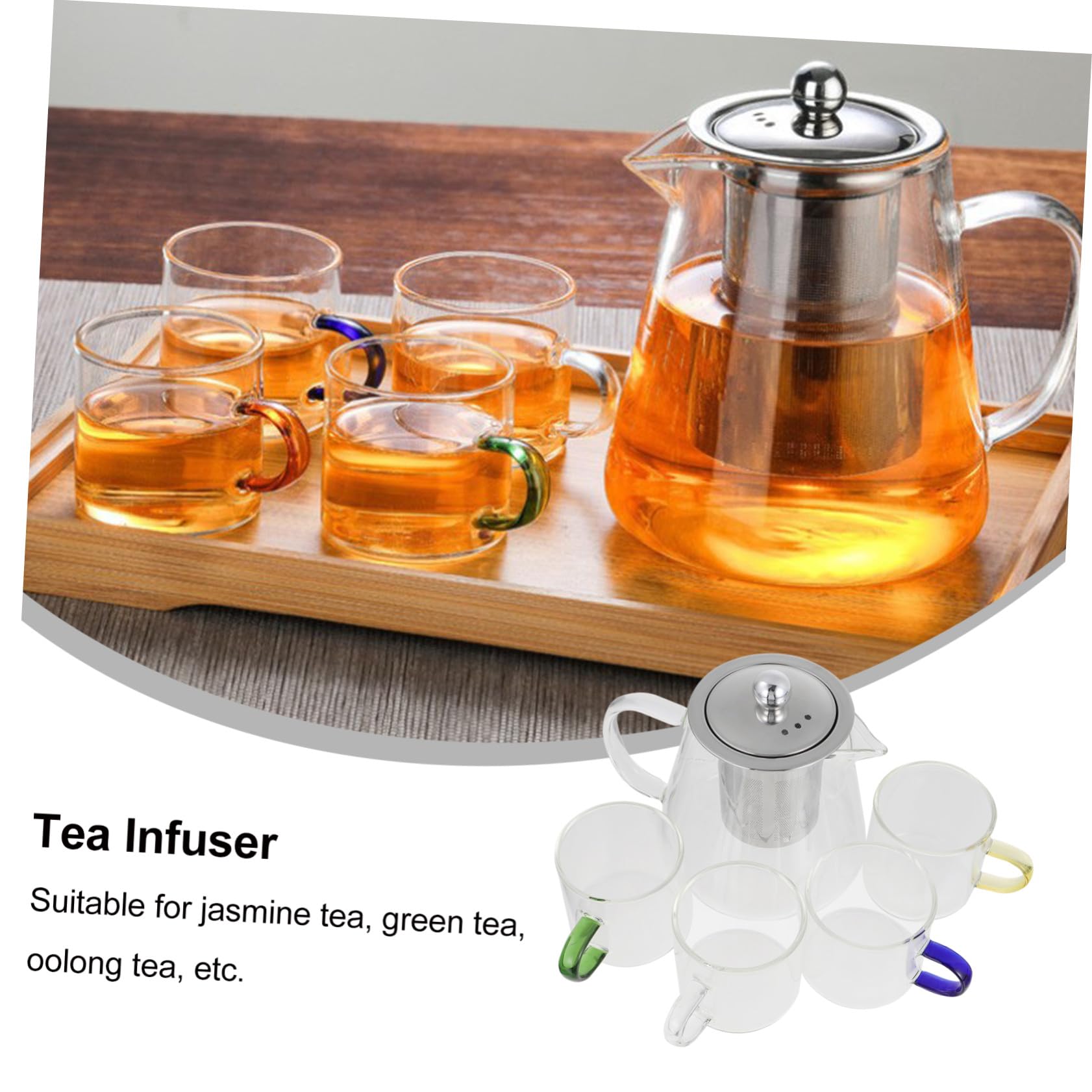 Toyvian Glas Teekanne Transparent Mit Integriertem Sieb Tee-Ei Für Jasmintee Grüntee Oolong-Tee Beinhaltet Hitzebeständige Teekessel Mit Tassen Für Küche Esszimmer