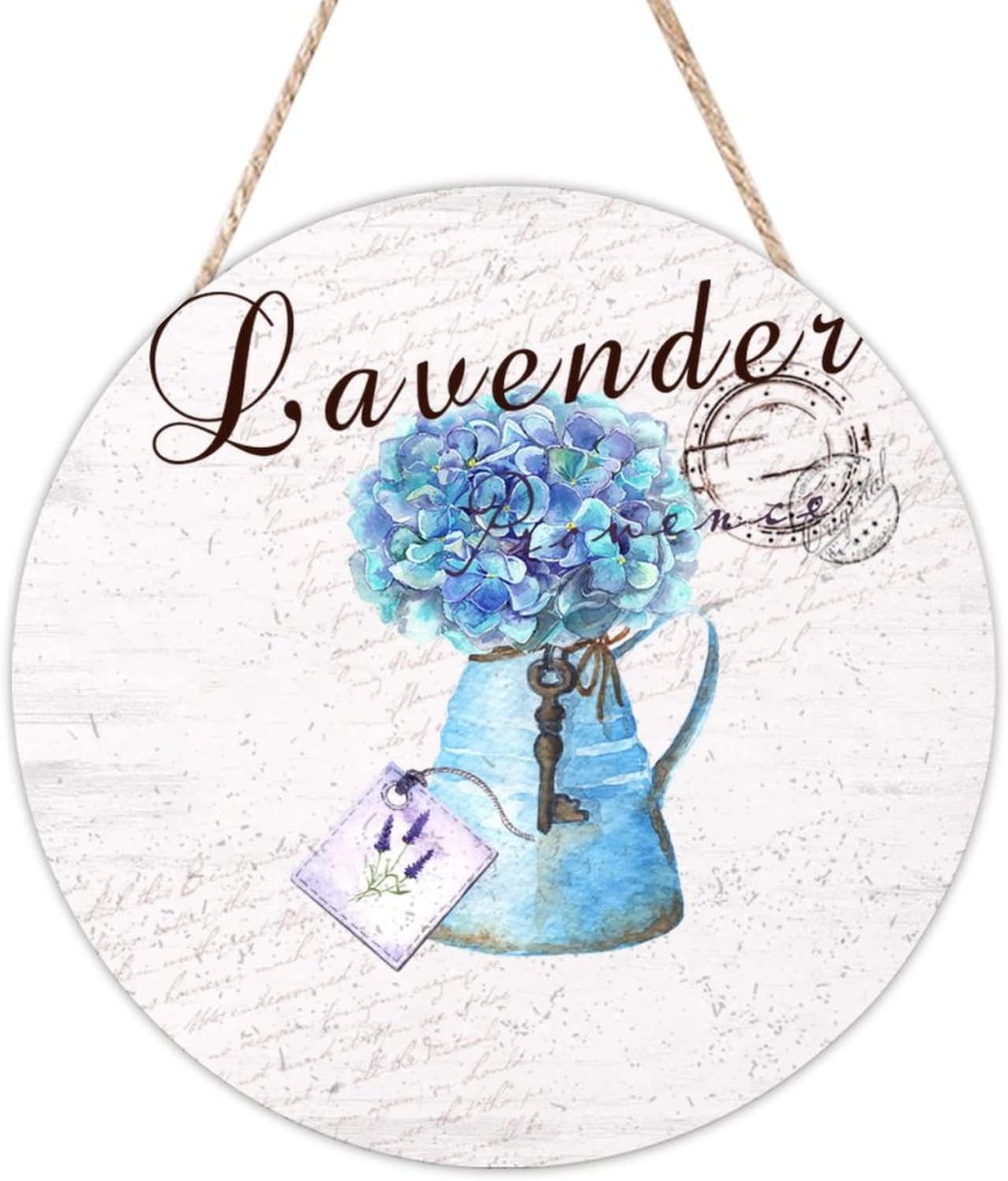 Lavender Front Door Sign, Floral Wood Door Sign, 16x16in Vintage Wall Door Hanging Sign for Outdoor Front Porch Farmhouse Front Door Decor Housewarming Gifts