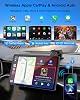 Pantalla CarPlay de 9" para auto, Apple CarPlay y Android Auto inalámbricos | con cámara de reversa 1080P, visión nocturna, Mirror Link, control por voz, audio Bluetooth/FM/AUX, pantalla táctil portátil 3
