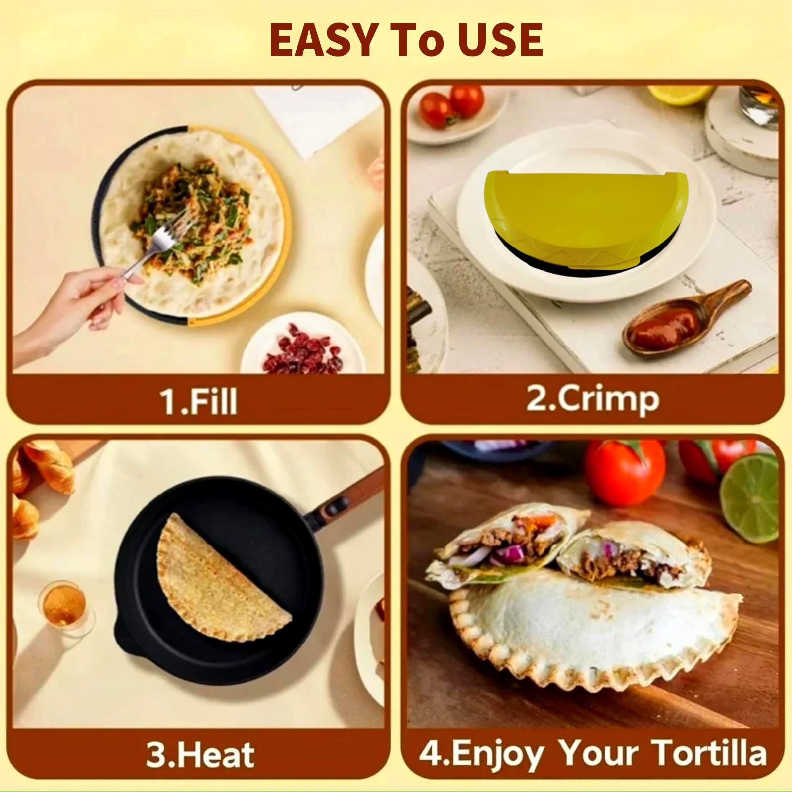Kit Sertissage Tortilla Et Quesadilla - Presse Empanada Samosa Rond - Outil Sandwich Parfait