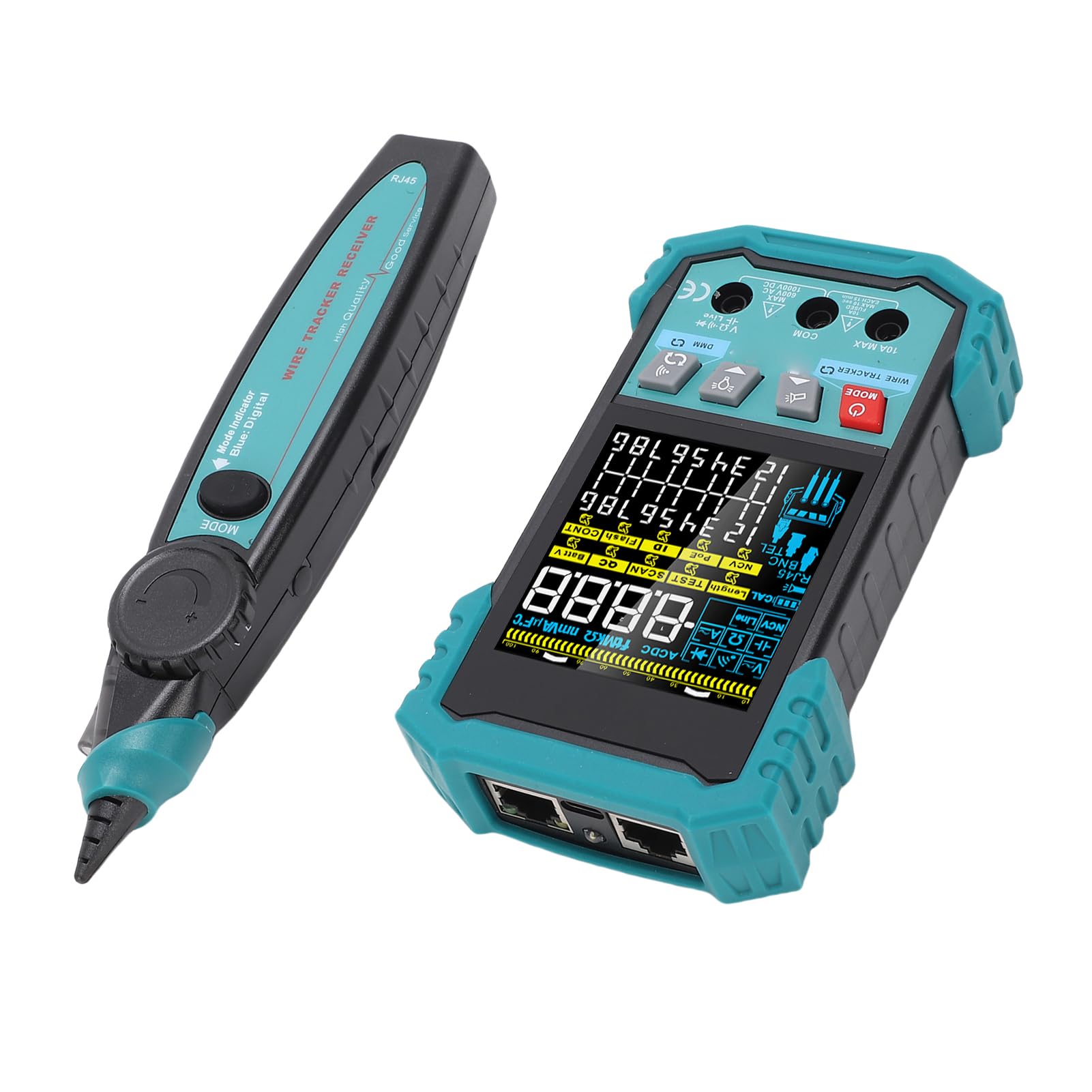 AUNMAS Tester per Cavi di Rete RJ45, Multimetro con Rilevamento PoE, Misurazione 400 M per Test e Identificazione Ethernet