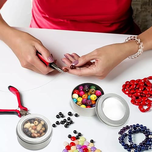 Miniatura 6 de Yesland Paquete de 30 latas de metal de 2 onzas – Recipientes vacíos redondos con parte superior transparente para velas, artes y manualidades,