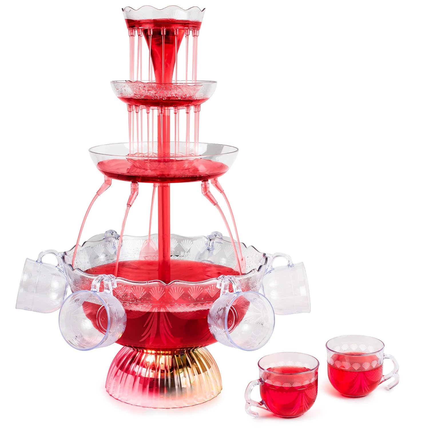 LPF230 3-Tier Party Fountain with LED Lighted Base, 1.5 Gallon 8 Cup, Clear-image-46