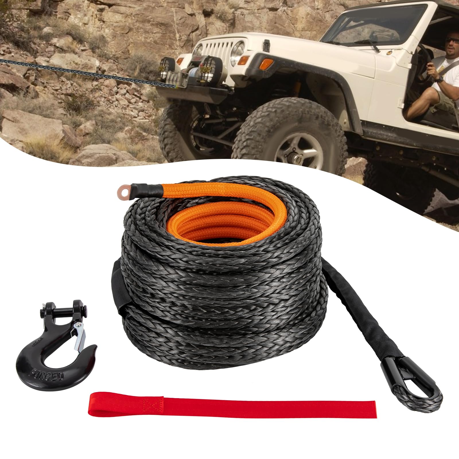 Poggyyi Synthetic Winch Rope, 1/2