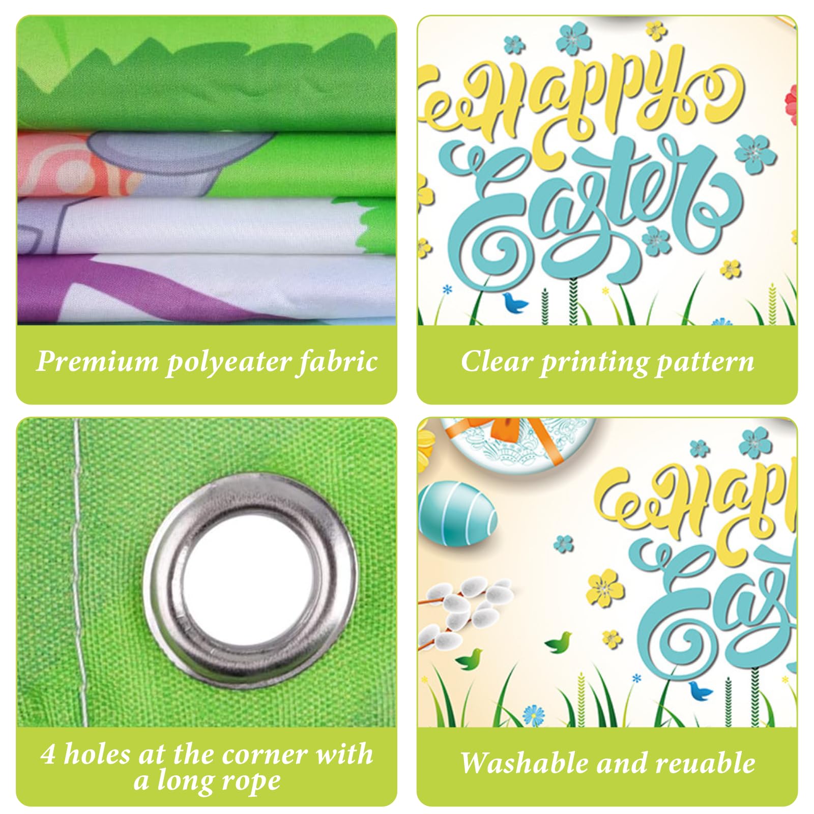 Easter Backdrop Banner,Easter Decorations Egg Game Activity Banner (180 x 110 cm), Black - Image 3