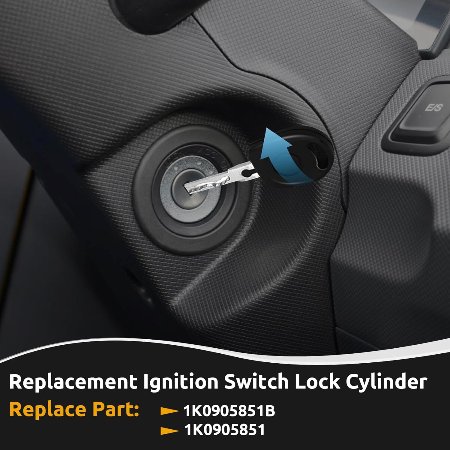 1K0905851B Ignition Switch Lock Cylinder with Intelligent Key Compatible with VW Jetta Golf GTI Tiguan EOS Rabbit 2004-2018 - Image 3