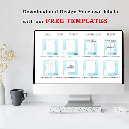 Miniatura 6 de 360 pegatinas circulares de 2 pulgadas, 30 hojas, impermeables, color blanco mate, redondas, calcomanías de vinilo de papel se seca rápidamente para