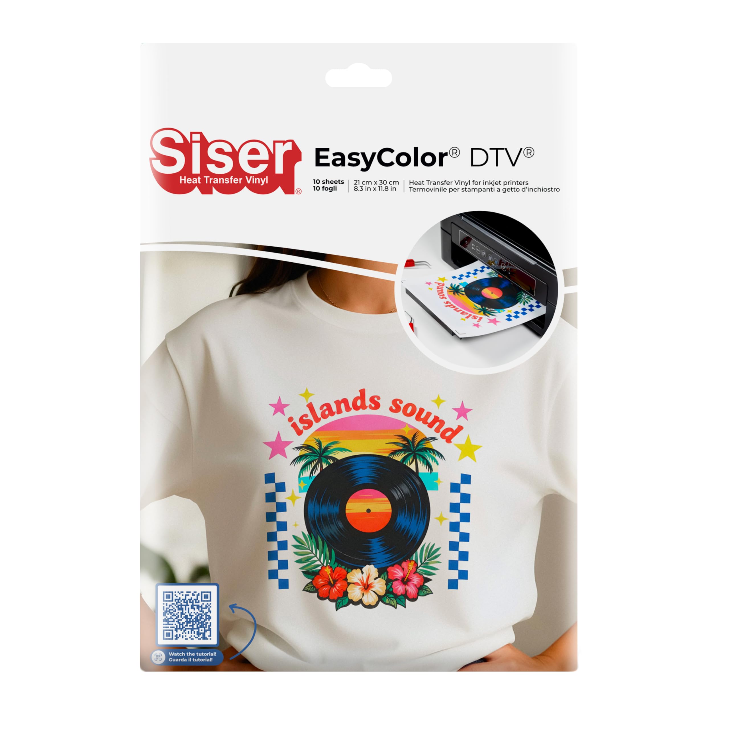Siser Craft Pack Easy Color DTV - Set of 10 Sheets A4 by Thermovinyl Compatible with Inkjet Inkjet Printers, Printable Iron-On Vinyl