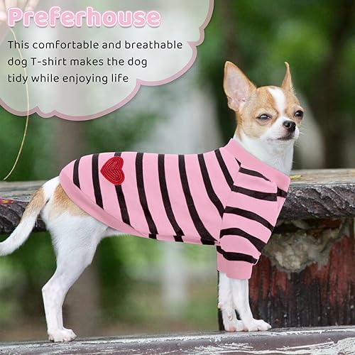 Miniatura 6 de Camiseta a rayas para perros y gatos, chaleco de algodón para primavera, verano, para mascotas, adecuada para mascotas pequeñas y medianas y