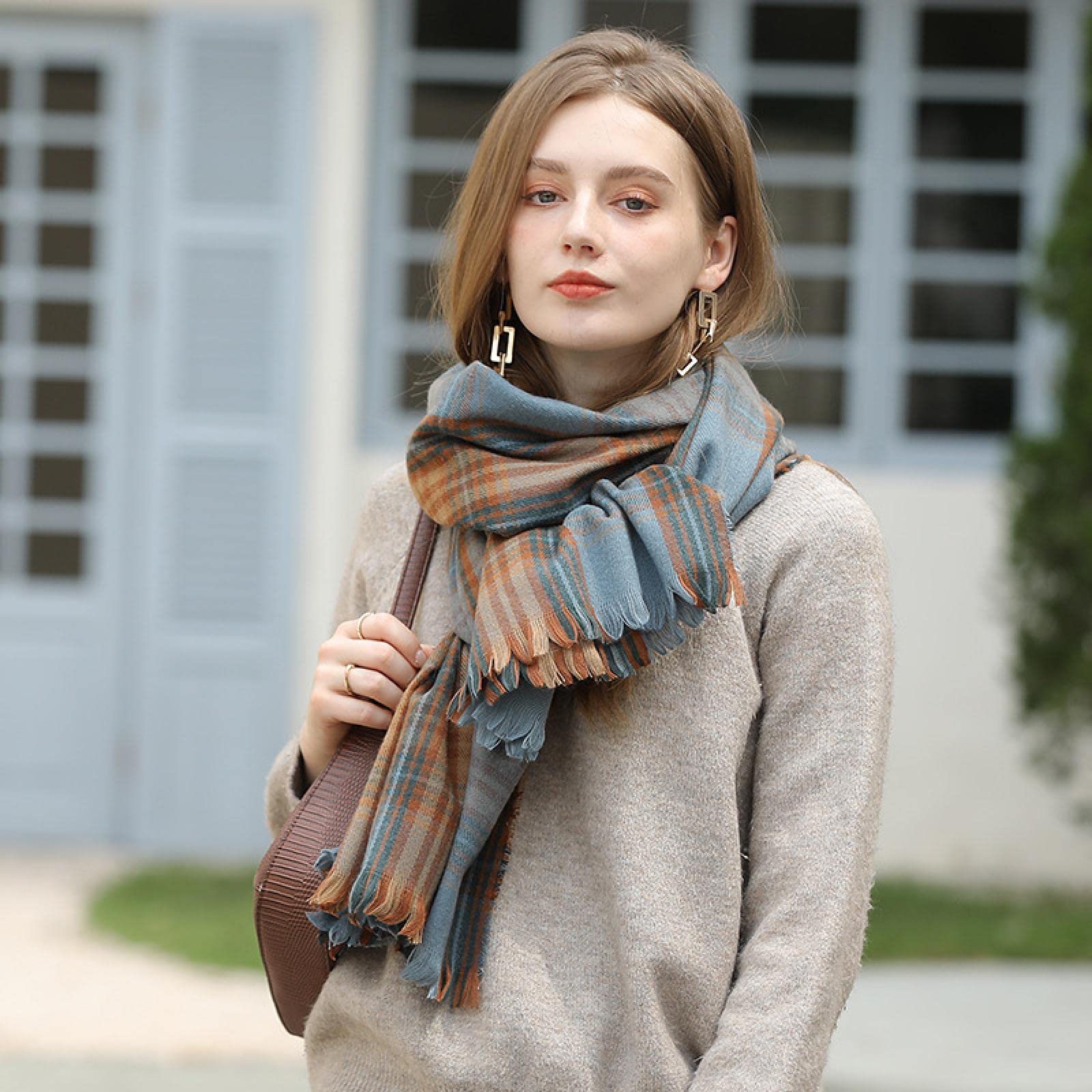 Schal Mütze Damen Halstuch Herren Schals Poncho Schal Damen Winter Quaste Kaschmir Plaid Schal Warmer Schal Halstuch