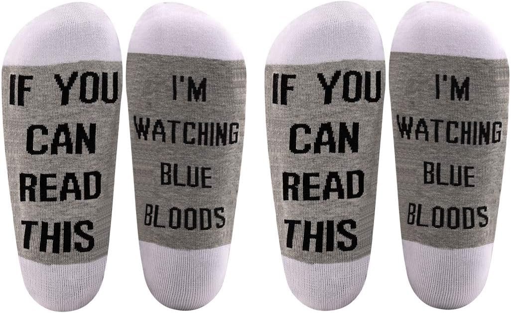 LEVLO TV Fans Inspired Gift If You Can Read This I'm Watching Blue Bl**ds Cotton Socks Mother's Day Graduation Teacher Christmas Gifts (2 Pairs/Set)