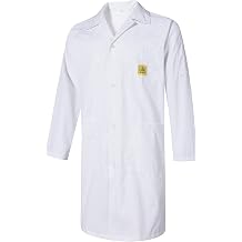 ESD Lab Coat with Lapel Collar, 3 Pockets & Snap Cuffs, Knee Length Anti-Static Jacket