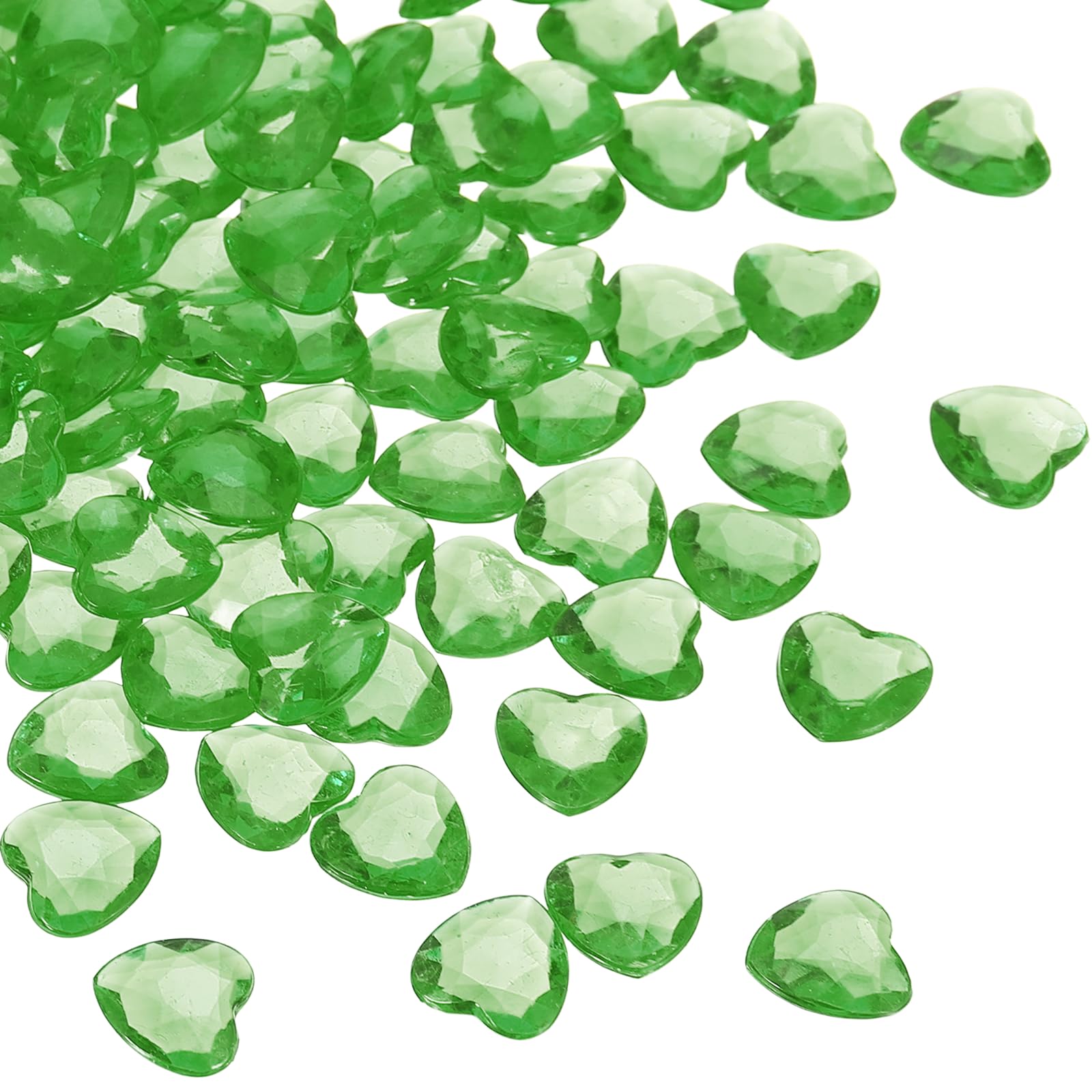 Pierres précieuses cœur acrylique vert loisirs créatifs et vase fête