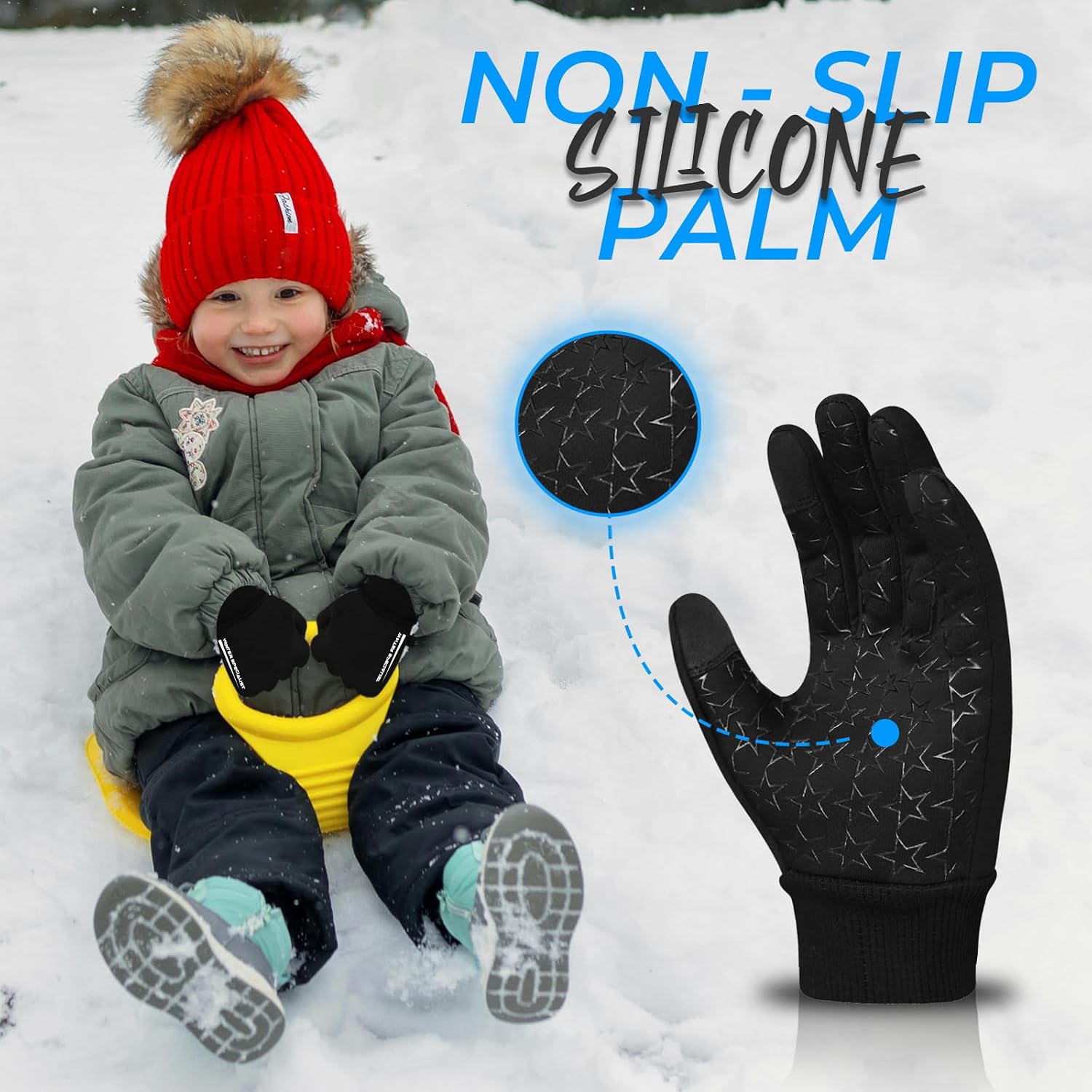 WFX Winter Kids Sports Gloves, Touchscreen Anti-Slip Thermal Boys Gloves for Running, Hiking, Ski Sports & Outdoor Walking, Windproof Warm Cycling Gloves for Boys Girls