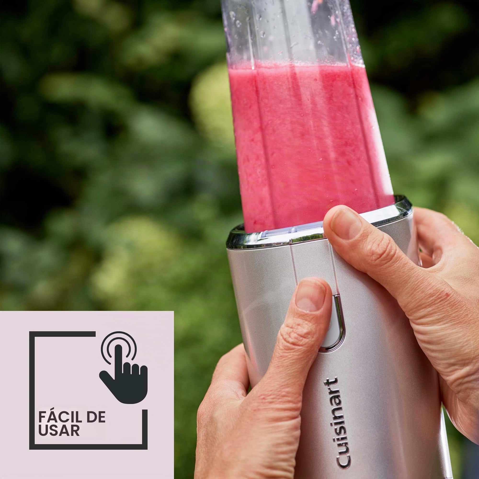 Cuisinart Licuadora portátil inalámbrica para llevar de 450 ml, trituradora de hielo, frappé, batidos recargable por USB, vaso de mezcla Tritan sin BPA con tapa incluida