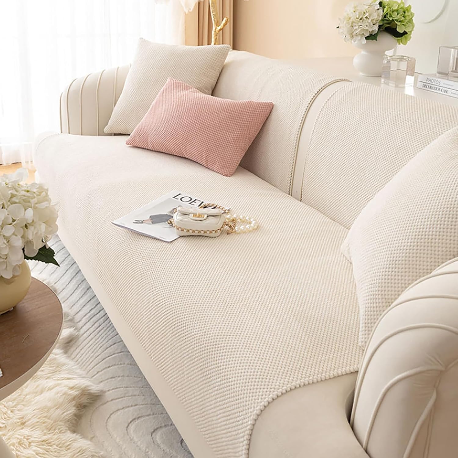 TONAUA Sofa Cover Anti-slip, Sofa Cover Corn Velvet 1 2 3 4 Seater, L Shape Sofa Couch Cover Corner Sofa, Couch Cover Sofa Protector For Dogs