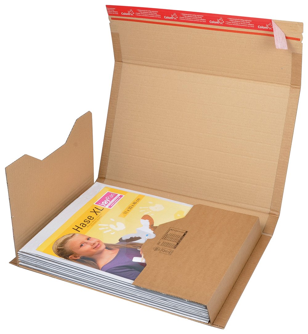 ColomPac CP020.18 Wickelverpackung aus Wellpappe mit Selbstklebeverschluss und Aufreissfaden, braun