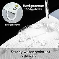 Vista 7 de Juego de cortinas de baño azules, 4 piezas de cortina de ducha geométrica de arte moderno con 12 ganchos, impermeable, opaca, 70.8 pies de largo x