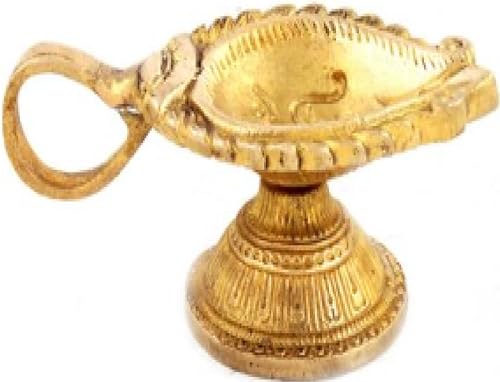 Miniatura 3 de Diya - Lámpara de aceite con mango OM de latón tallado Diyo de 4.5 pulgadas, latón macizo, acabado antiguo, lámpara de aceite para puja en casa,