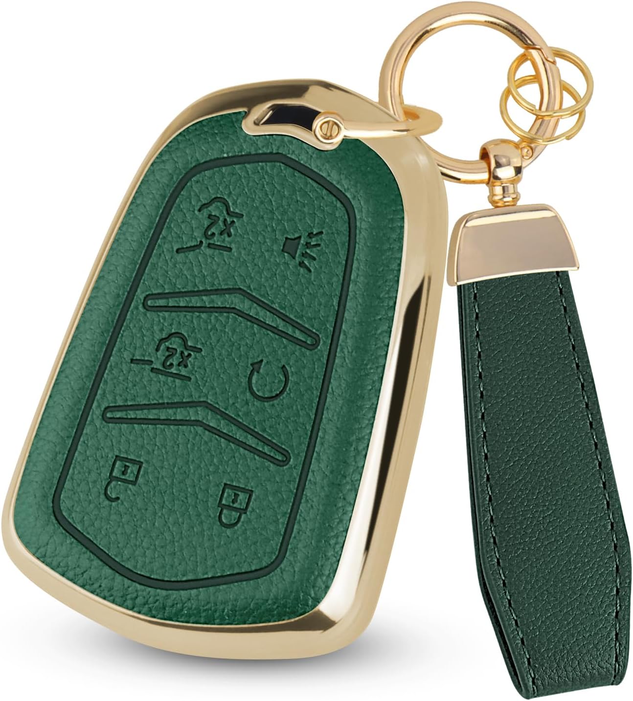Mild East for Cadillac Key Fob Cover, Soft TPU Leather Remote Car Key Cover Compatible with Cadillac ATS CTS CT6 DTS Escalade STS SRX XTS XT4 XT5 XT6, 5-6 Buttons (Brown, 5 Buttons)