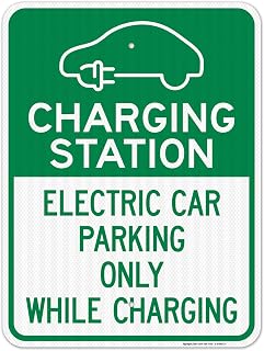 Charging Station Electric Car Parking Only While Charging with Graphic Sign, 18x24 Inches, 3M EGP Reflective .080 Aluminum, Fade Resistant, Made in USA