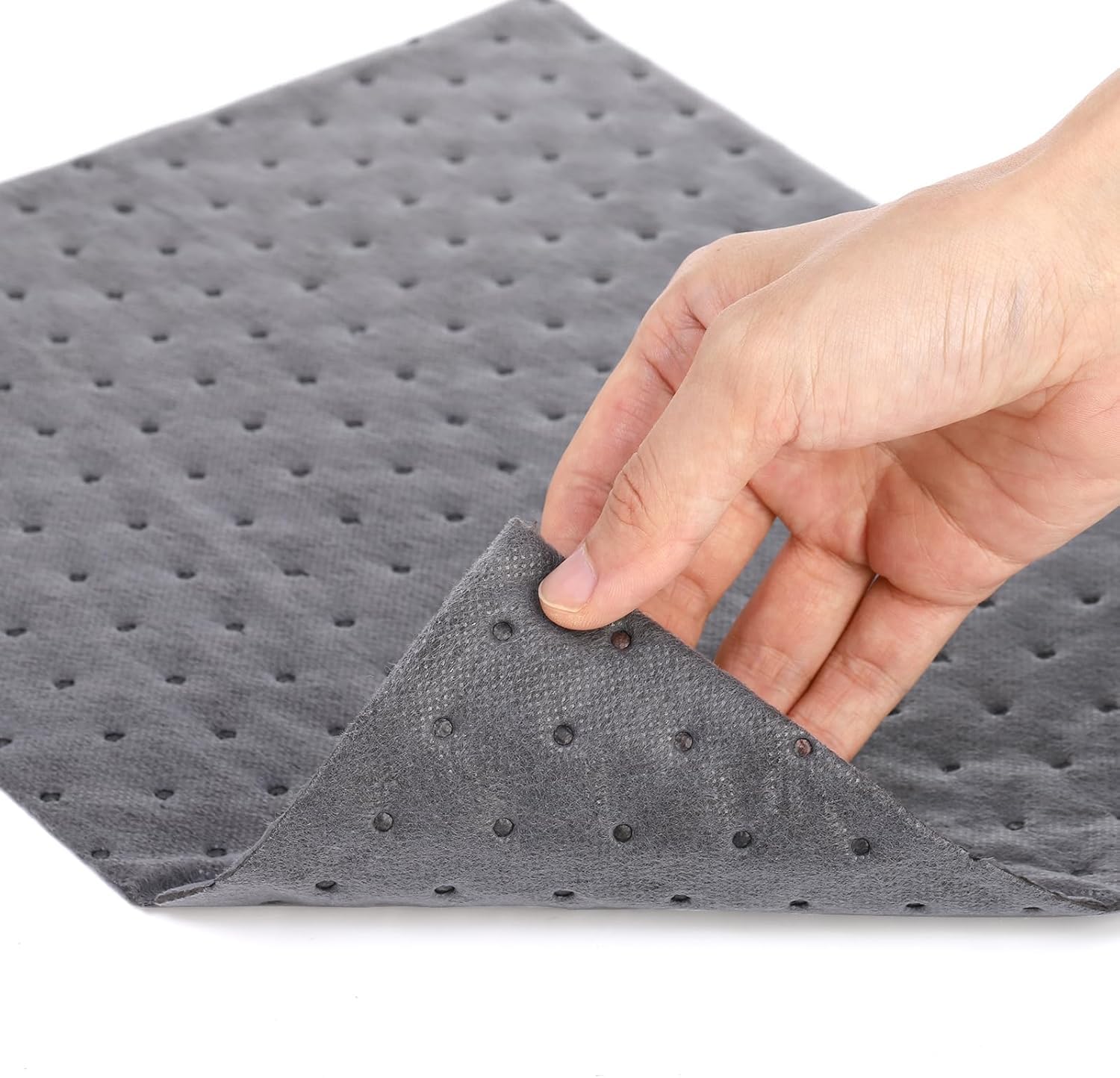 Okllen Lot de 100 tampons absorbants d'huile, Poids Unique, Tapis à fossettes, 25 x 33 cm, Tapis Anti-déversement d'huile pour protéger la Maison, Le Garage, la Cave, Gris