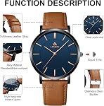 Montres LN LENQIN pour homme, montre analogique à quartz 30M étanche, montre de poignet de mode homme, montre designer en cuir