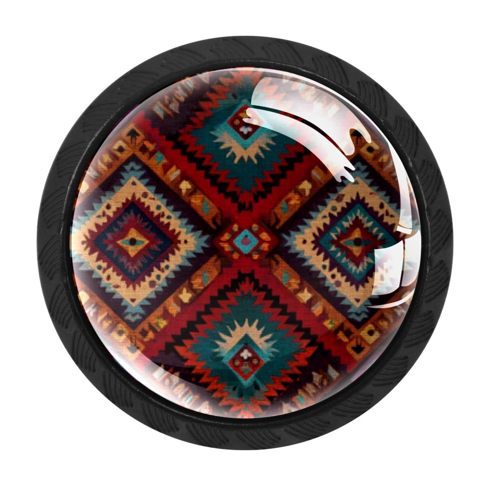 CHENZZZZ 4 Pieces Dresser Knobs Retro Boho Aztec Pattern Drawer knobs Cabinet Knobs Pull Handles for Home Kitchen Office