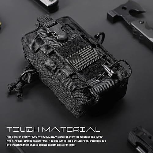 Miniatura 7 de WYNEX Molle EDC - Riñonera táctica, organizador de botella de agua, ajustable, pequeña, compacta, bolsa de herramientas con correa para el hombro