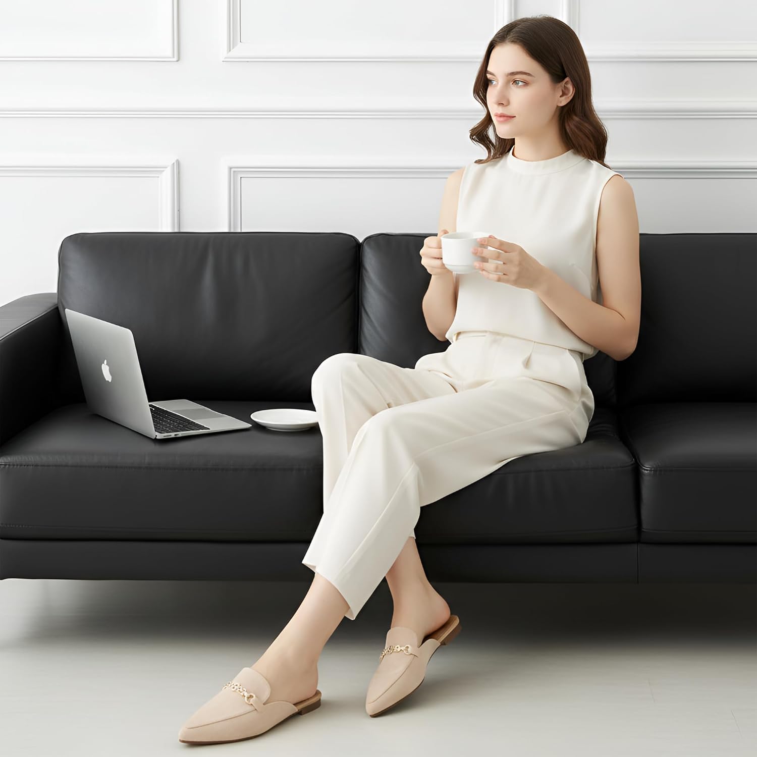 Mules for Women Buckle Flats: Comfortable Slip On Walking Shoes 2026 Pointed Toe Slingback Loafers for Business Work Driving - Image 3