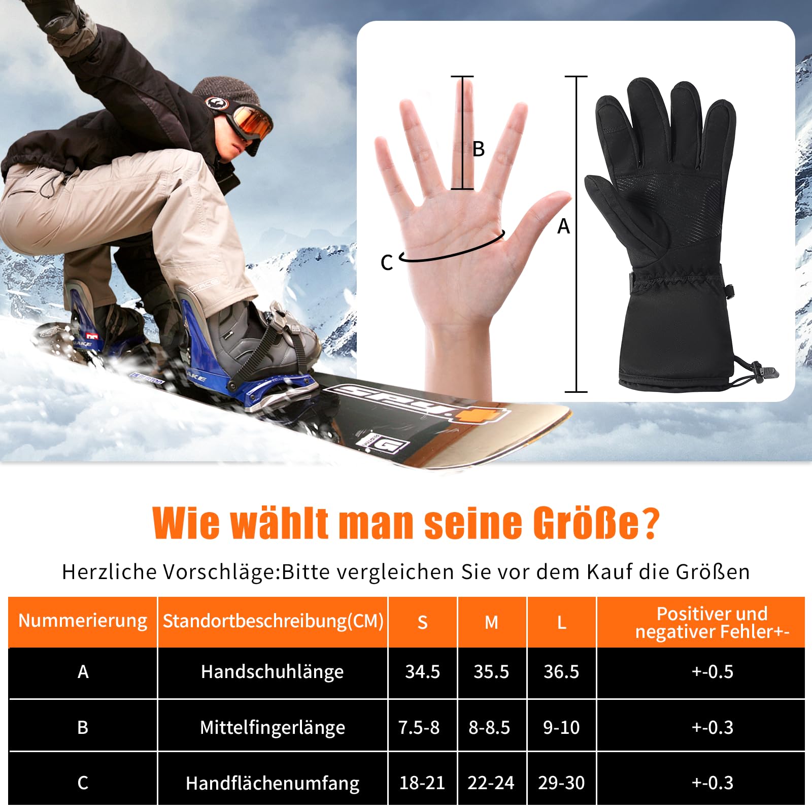LOTTBUTY Guantes calefactables actualización 2025, guantes calefactables para hombre y mujer con baterías recargables de 7,4 V/2 x 5000 mAh, guantes de moto impermeables para invierno, para esquí